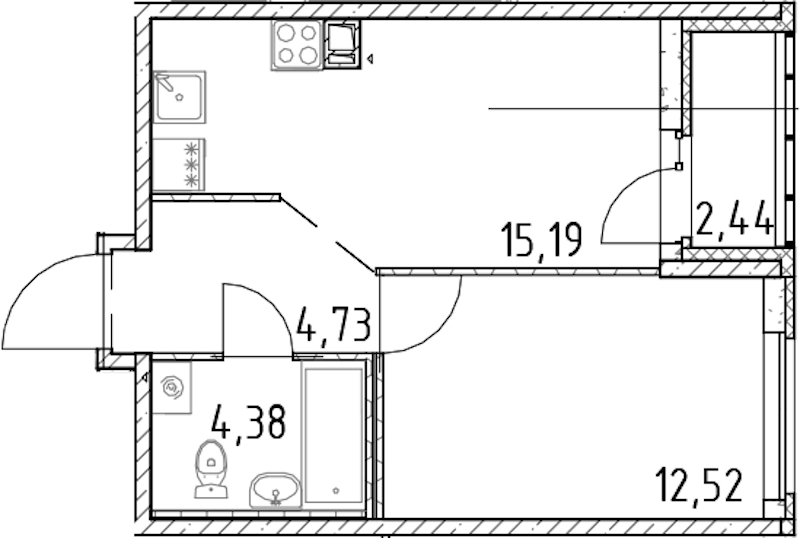 1-комнатная квартира 36.82 м², 16/17 эт., ЖК «Город Первых»